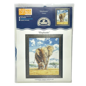 DMC Creative World Counted Cross Stitch Kit Elephants K3658US 14x17 16Aida *Read